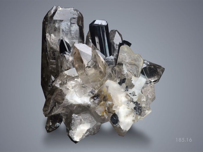 Floater Smoky Quartz with Schorl, Mica and Albite Photo