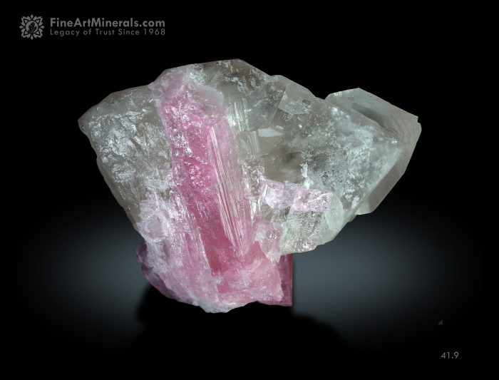 Pink Tourmaline on Quartz with Albite Crystal