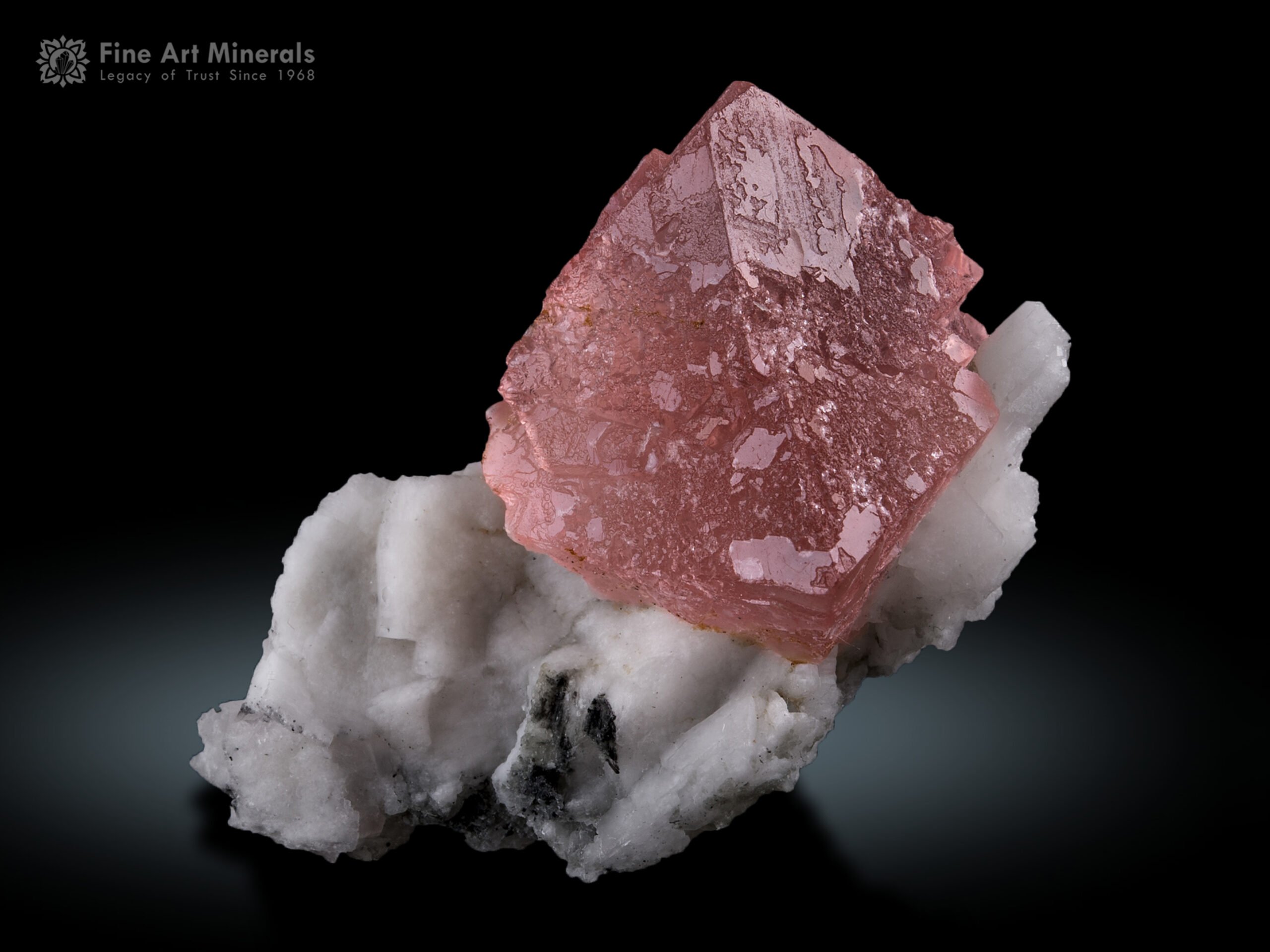 Pink Fluorite on Albite from Nagar Pakistan