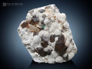 Smoky Quartz with Topaz and Fluorite on Cleavelandite