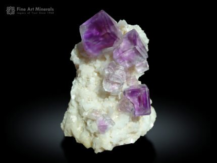 Fluorite Crystals on white Dolomite Matrix from China