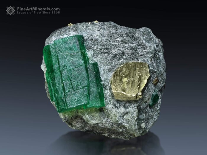 Emerald with Pyrite on Matrix from Swat Pakistan