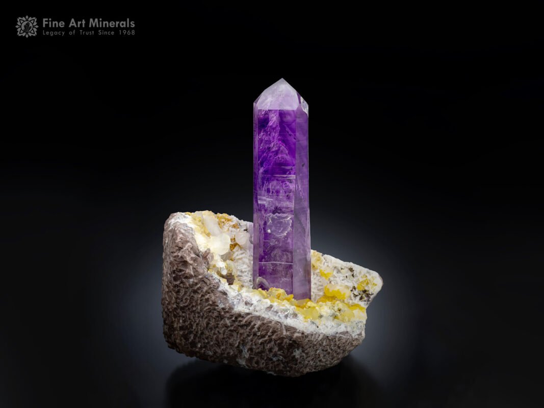 Amethyst on Basalt with Calcite from Namibia