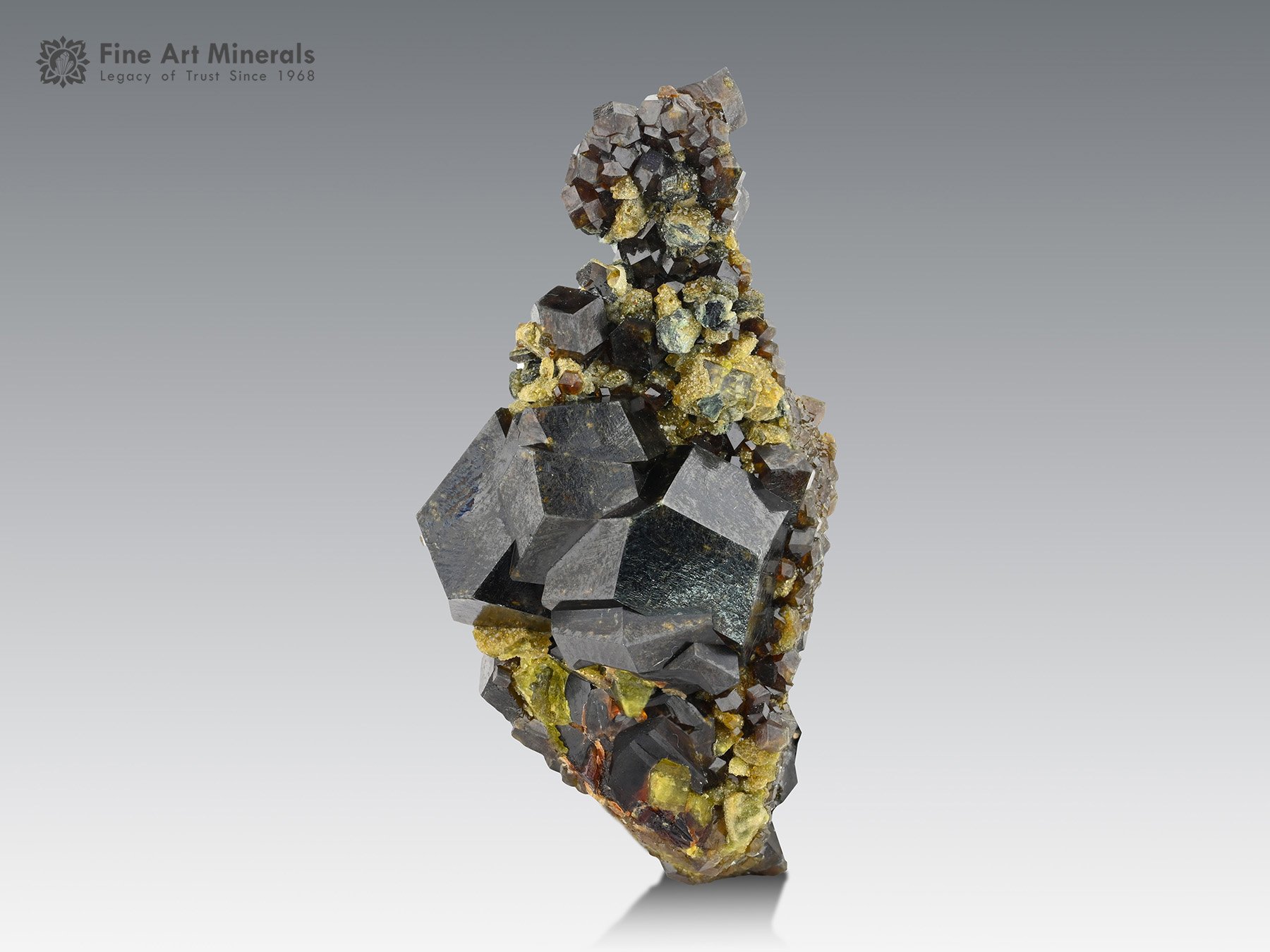Andradite Garnet on Calcite with Epidote from Pakistan