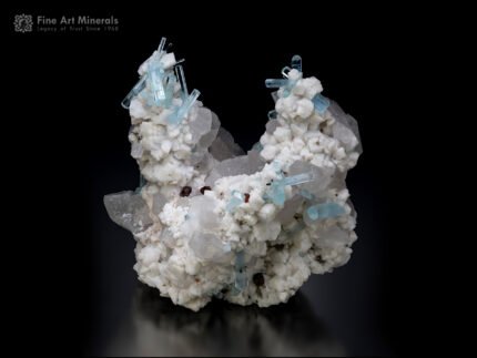 Aquamarine with Spessartine and Quartz on Feldspar from Pakistan