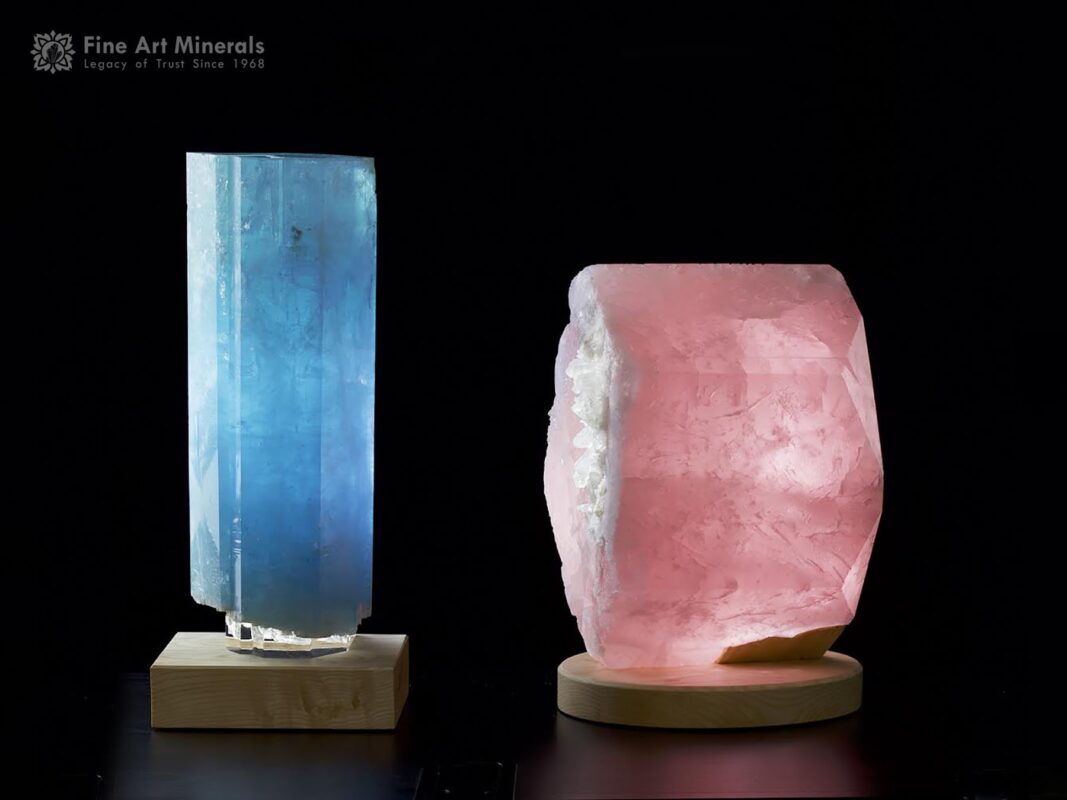 Museum grade largest Crystals of Beryl var. Aquamarine and var. Morganite from Pakistan