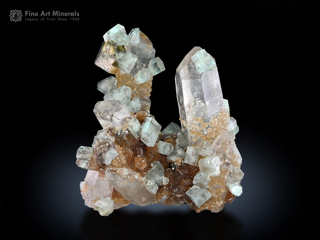 Apatite Cubes with Mica on Quartz from Portugal