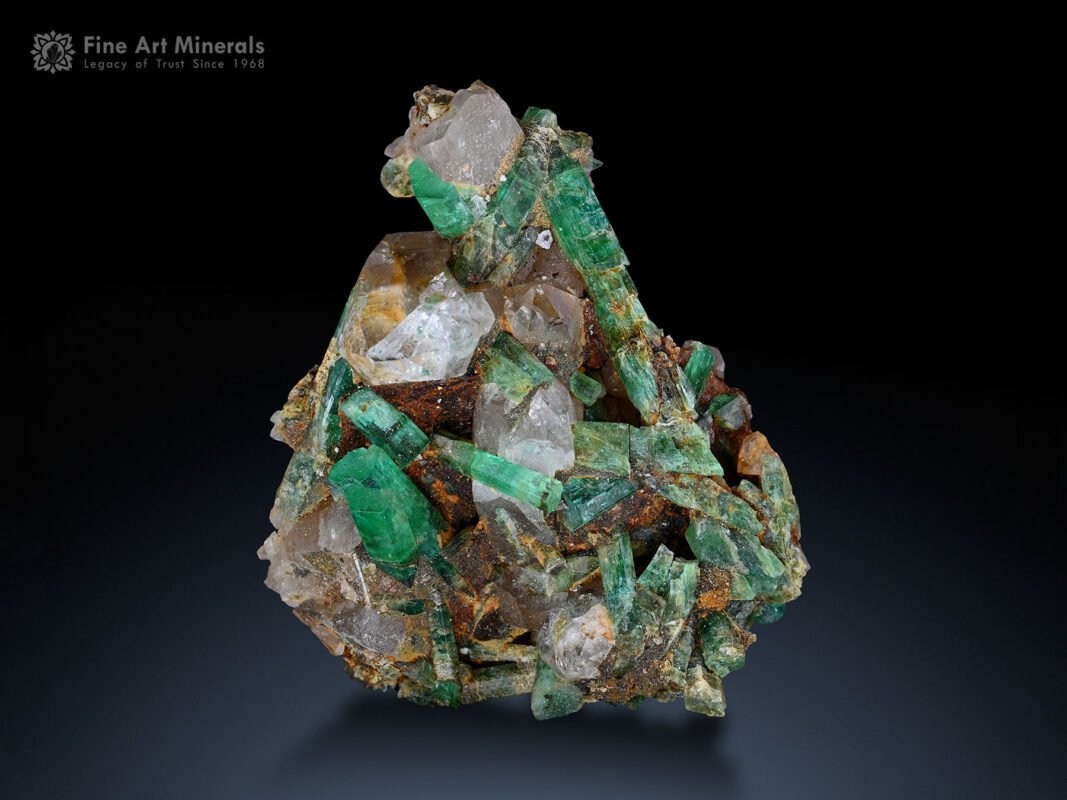 Emerald Cluster on Quartz from Afghanistan