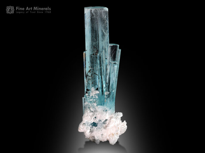 Aquamarine Crystal with Schorl and Albite