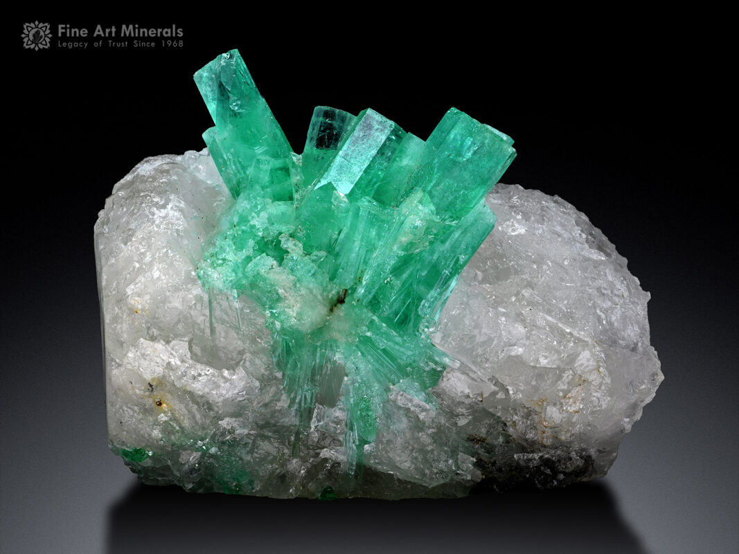 Emerald Cluster on Quartz from Swat Pakistan