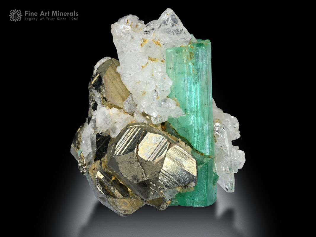 Emerald with Pyrite and Quartz from Colombia