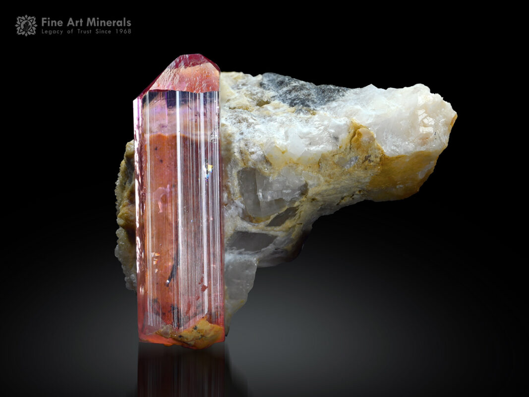 Pink Topaz Crystal with Quartz from Katlang Pakistan