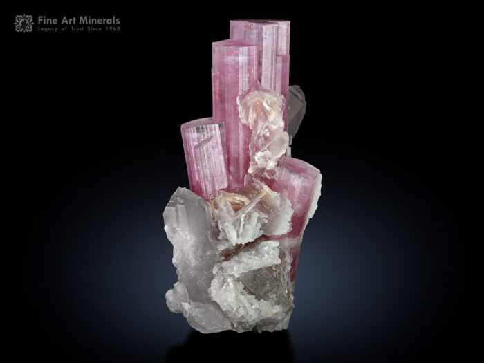 Pink Tourmaline Crystal with Quartz and Albite