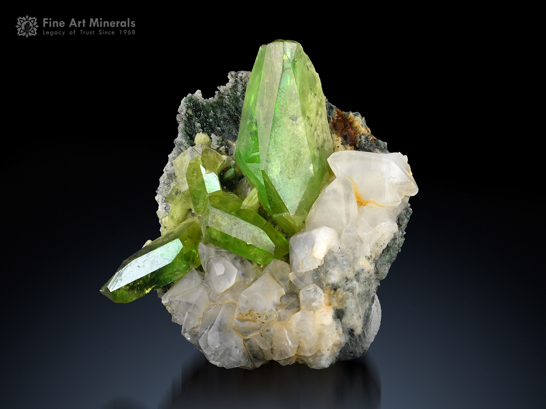 Titanite with Calcite on Matrix