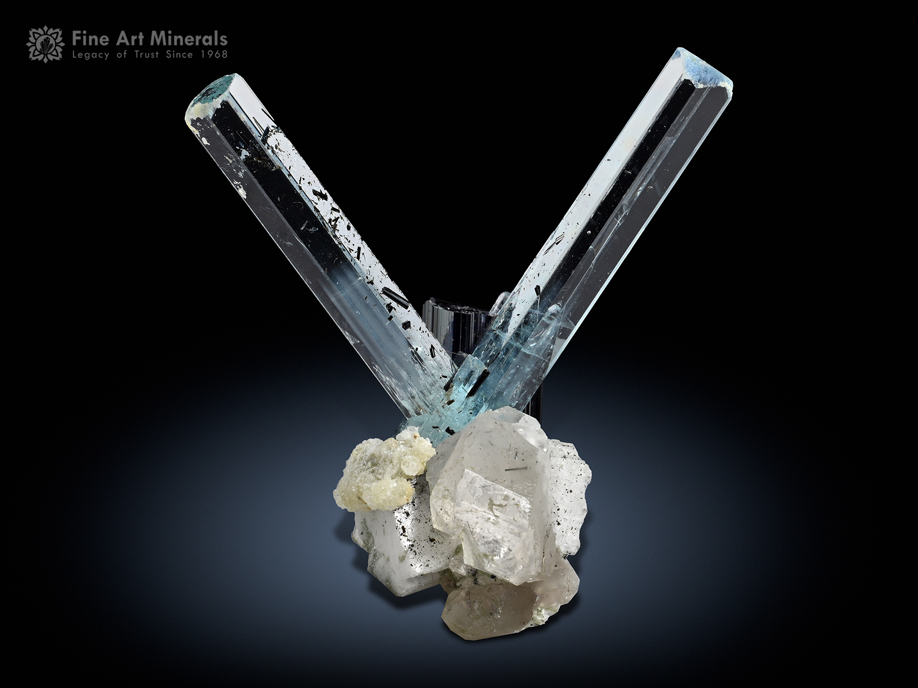 Aquamarine with Schorl and Albite from Pakistan