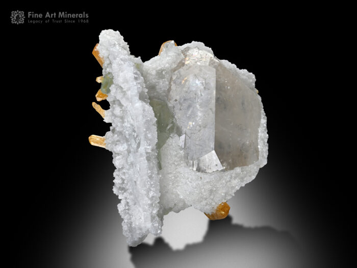 Herderite with Childrenite and Albite on Quartz from Pakistan