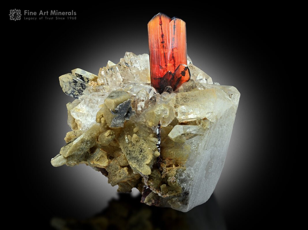 Phantom Brookite on Chlorine Quartz from Pakistan