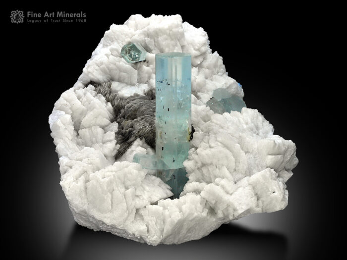 Aquamarine with Mica on Matrix