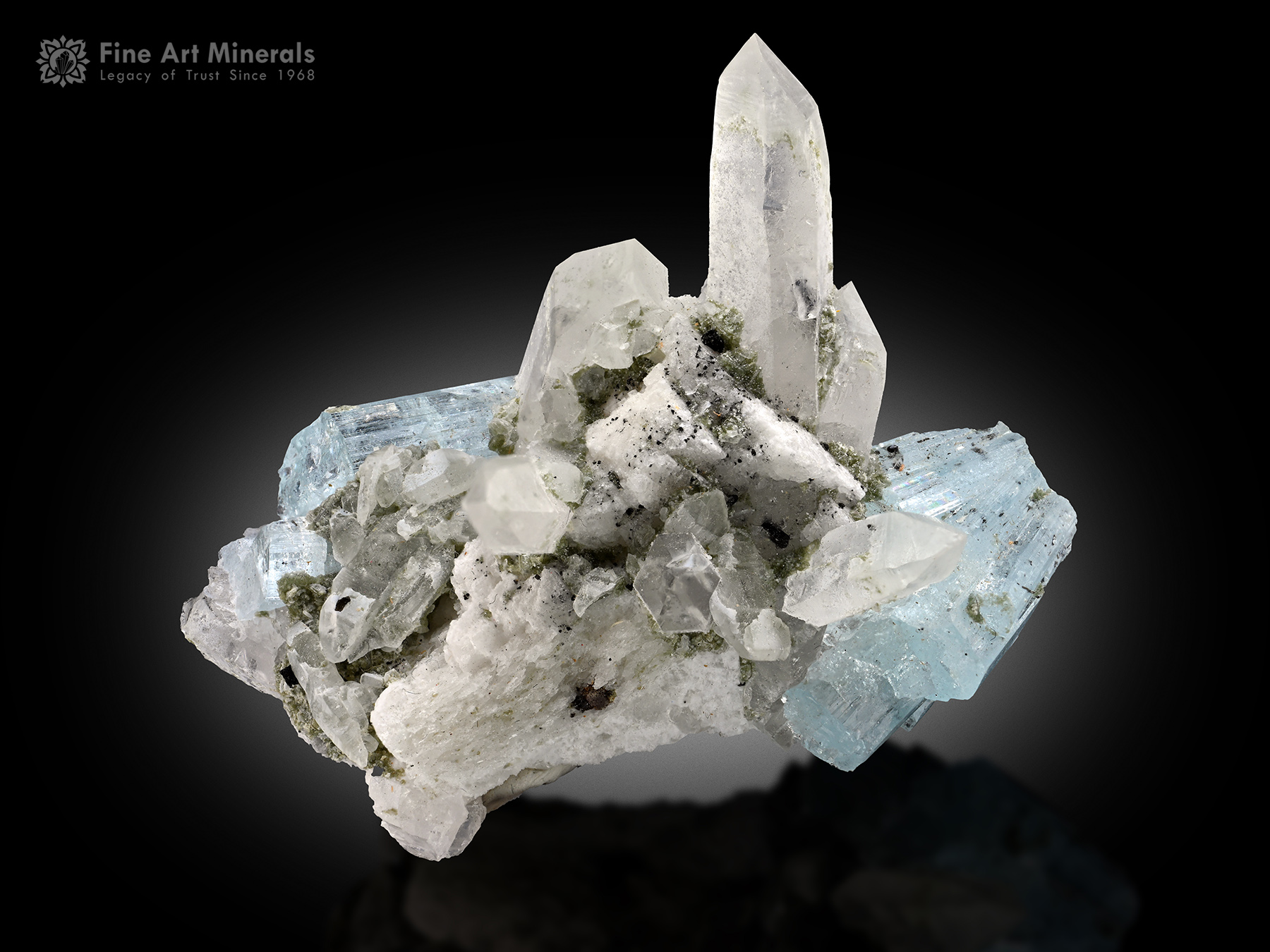 Aquamarine with Quartz and Albite from Pakistan