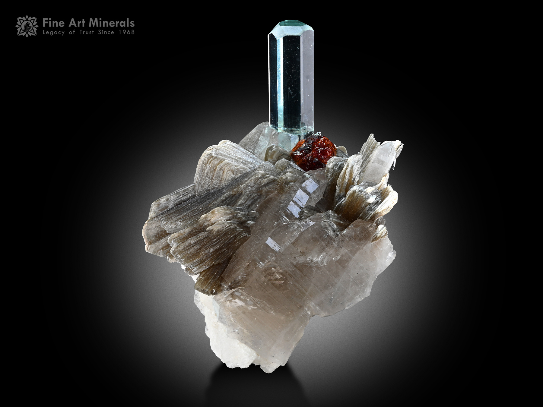 Aquamarine with Spessartine and Quartz