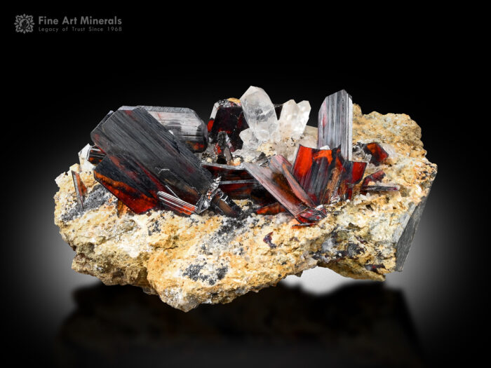 Brookite with Quartz on Matrix