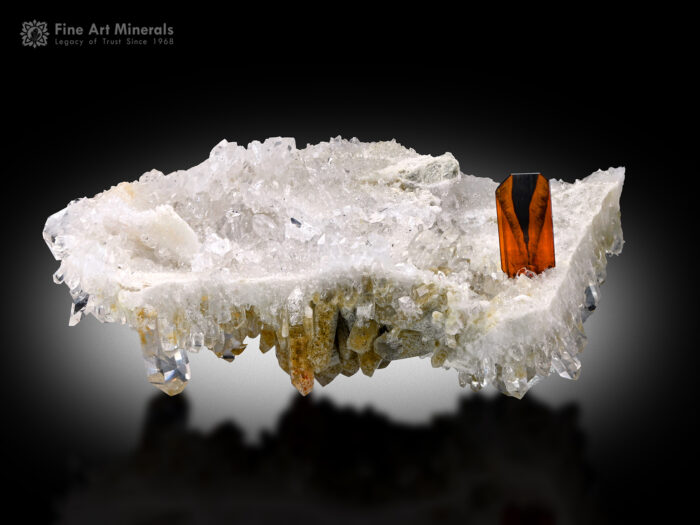 Brookite with Quartz on Matrix