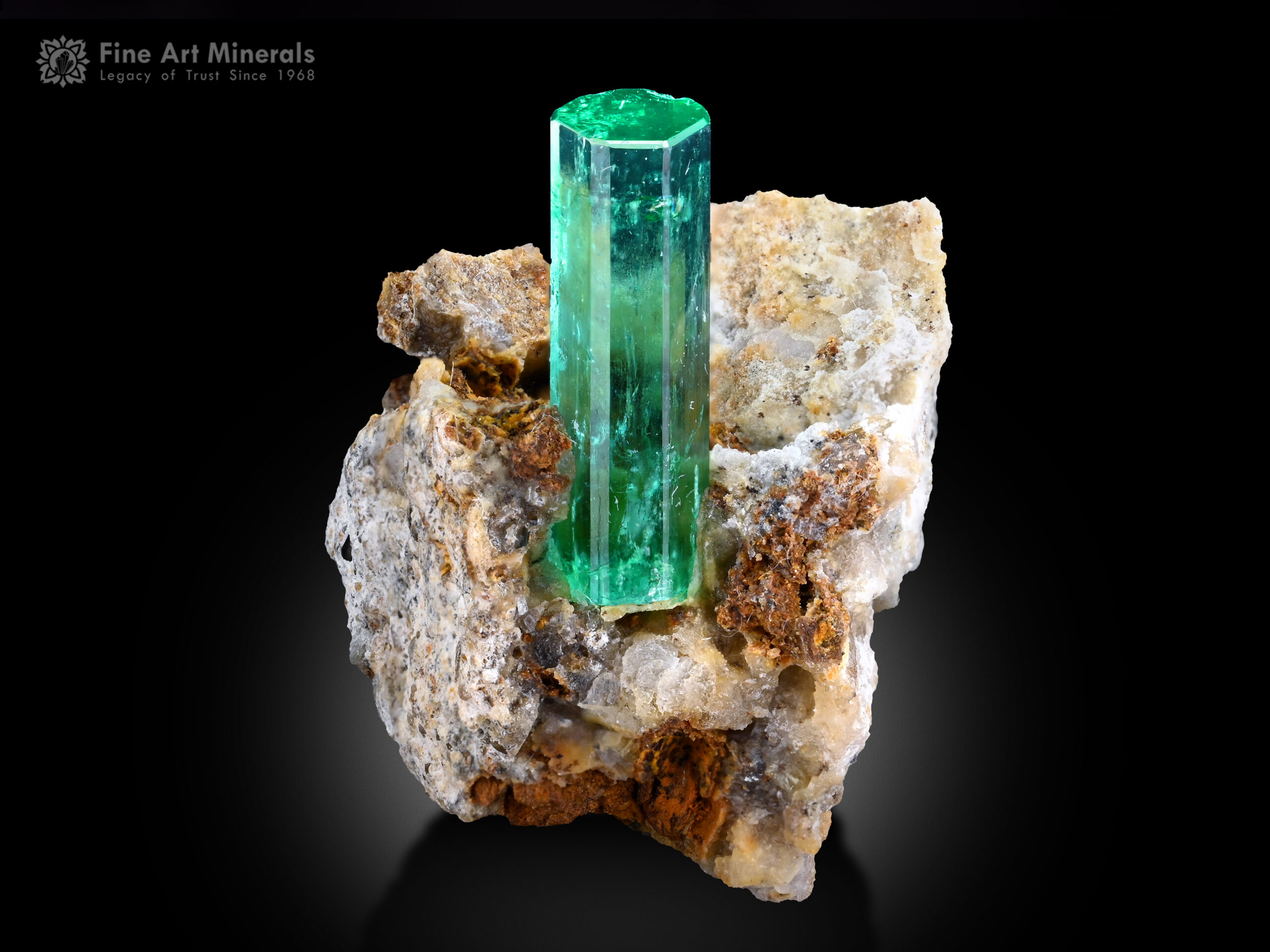 Emerald on Albite from Afghanistan