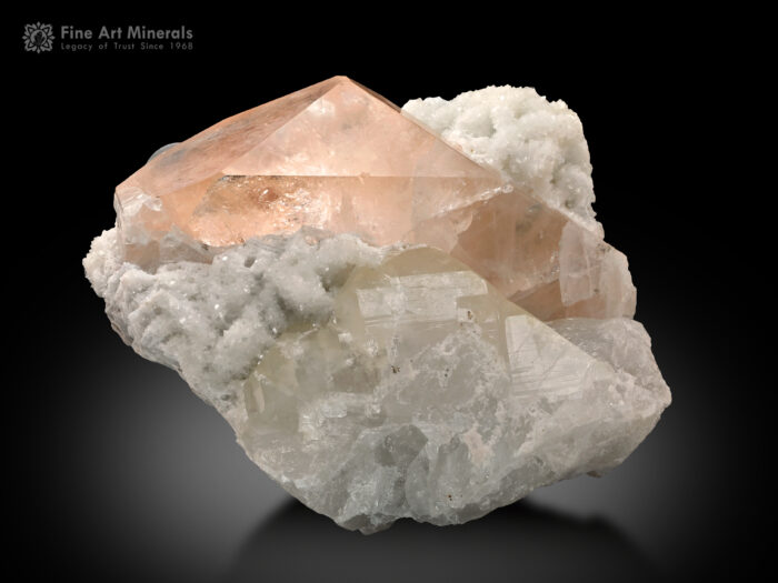 Morganite with Quartz on Matrix