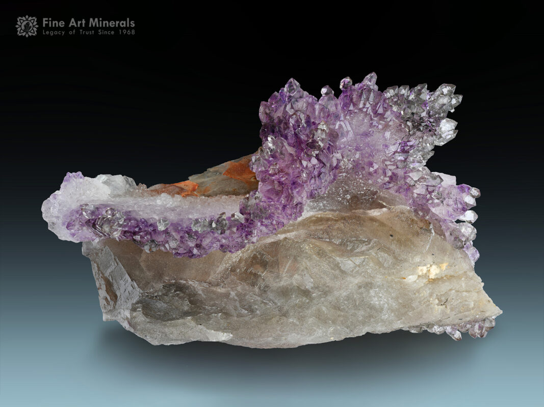 Amethyst cluster on Quartz matrix from India