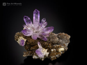 Top-quality amethyst crystals from Mexico's renowned La Sirena Mine in Guanajuato.