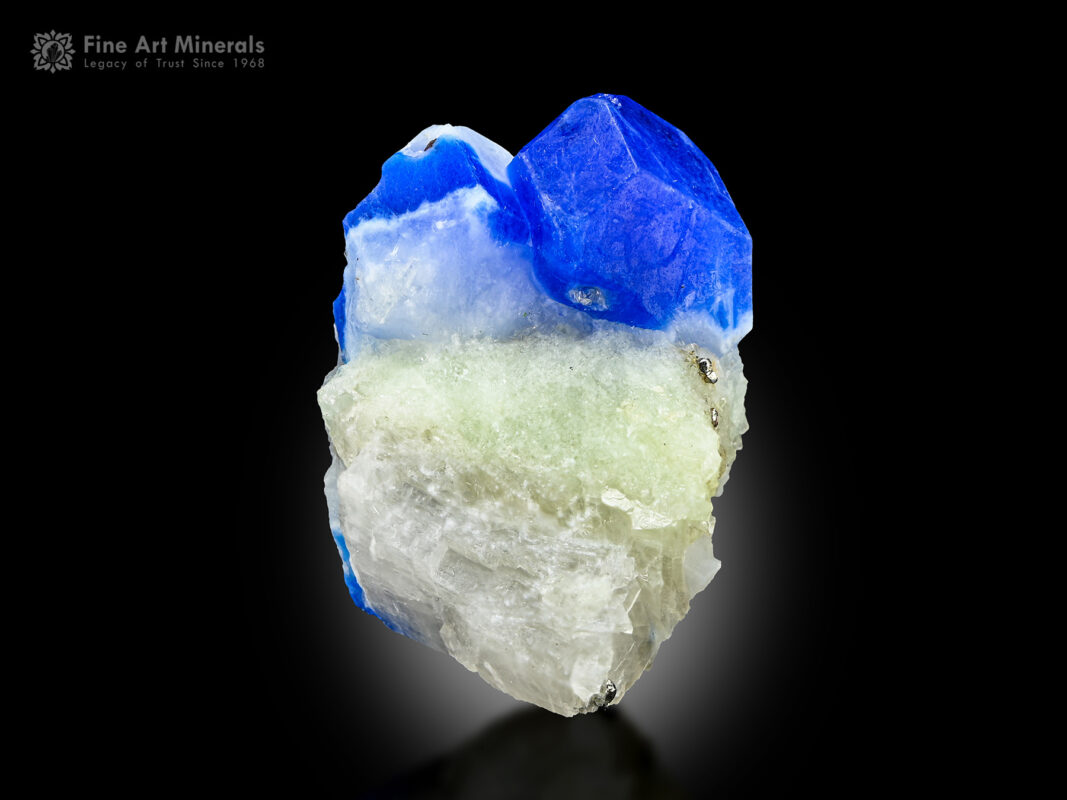 Hauyne with Pyrite on matrix from Sar-e Sang, Kuran Wa Munjan, Badakhshān, Afghanistan.