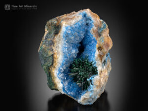 A rare combination specimen of malachite with shattuckite from Namibia.