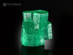 Trio of emerald crystals with rich green color and sharp hexagonal form from Swat Valley, Pakistan