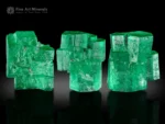 Trio of emerald crystals with rich green color and sharp hexagonal form from Swat Valley, Pakistan