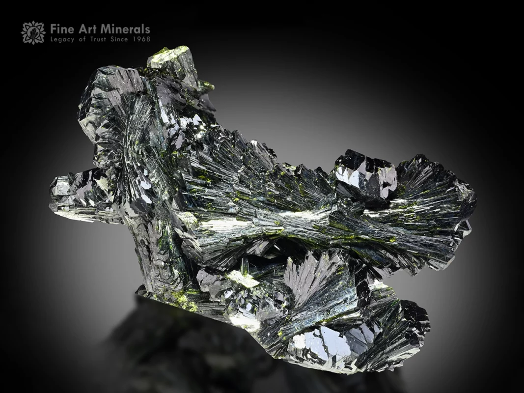 Fine mineral specimen of bow tie epidote with superb luster and sharp radiating crystal blades from Kharan District, Balochistan, Pakistan