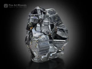 Sharp, twinned rutile crystal with metallic luster, bold striations, and excellent symmetry from Zagi Mountain, Pakistan