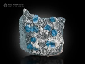 Cluster of vibrant blue alkali-rich Beryl crystals on matrix from Deo Darrah, Badakhshan, Afghanistan.