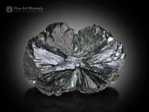 Lustrous bow tie epidote crystal cluster with sharp radiating blades and metallic green reflections