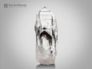 Quartz with black Chlorite inclusion from Madagascar — large cabinet crystal with superb clarity and sharp terminations.