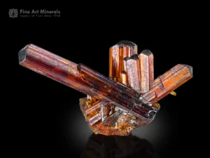 Rutile crystal from Pakistan with fiery red luster and sharp striations.