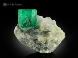 Emerald crystal with sharp hexagonal form on quartz and schist matrix from Swat.