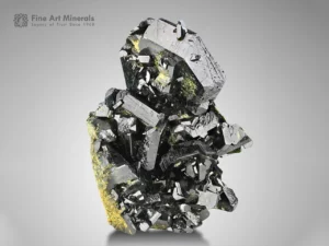 Epidote crystal cluster from Kharan, Pakistan — large cabinet specimen with black color and green sheen.