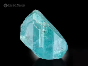 Transparent blue Euclase crystal from Colombia showing sharp termination and high luster.