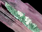Pink kunzite crystal with green tourmaline and white matrix from Mawi Pegmatite, Afghanistan.