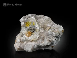 Golden petroleum quartz crystal with calcite on matrix from Balochistan, Pakistan.