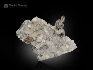 Clear petroleum quartz crystal with yellow inclusions on a calcite matrix from Buhirmas, Balochistan, Pakistan.