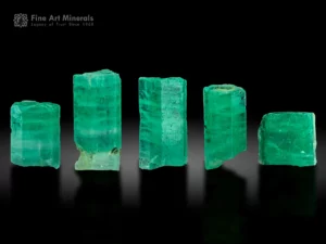 Fine emerald crystals with vivid green color, sharp form, and bright luster from Pakistan.