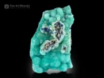 Sea green botryoidal aragonite with radiating discs and deep blue azurite on matrix from Afghanistan.