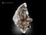 Pristine Swiss smoky quartz crystals with bright luster rising from white matrix, showing superb clarity and contrast.