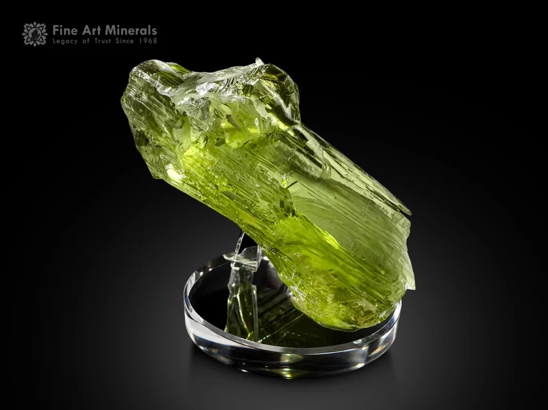 Massive 1.667 kg yellow-green heliodor with sharp faces and superb clarity from a classic old locality.